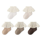 MyKids-USA® Baby Kids Girls Breathable Lace Trim Vintage Socks: Beige / M (1-3Y)