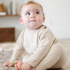 HEIRLOOM COTTON KNIT SETS: Tan / 3-6 Months