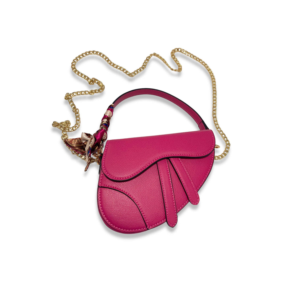 B1309 & B1342 Saddle Purse w/ Scarf (6 Colors): PINK / B1342 - BIG