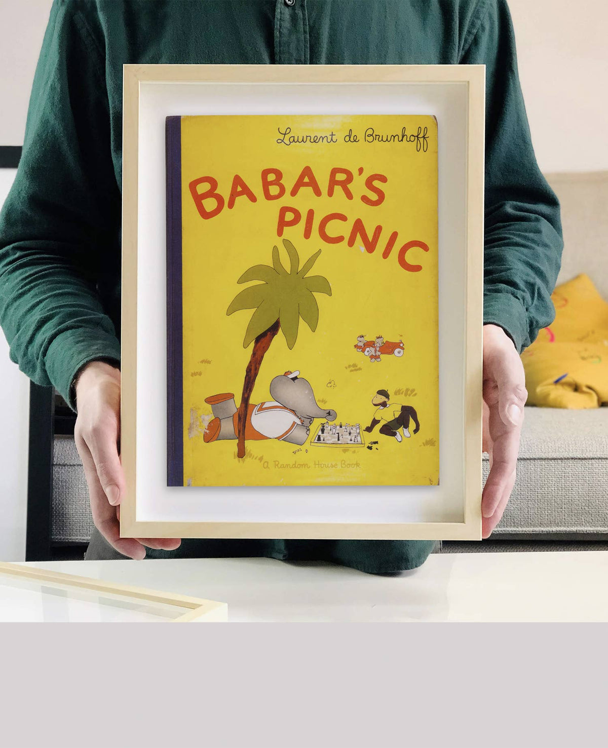 Babar's Picnic by Laurent de Brunhoff Book Cover Print: Maple Frame / 11×14"