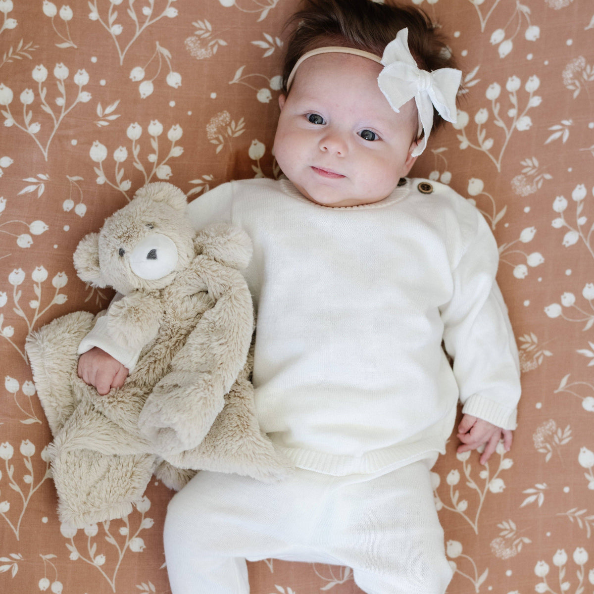 HEIRLOOM COTTON KNIT SETS: Tan / 3-6 Months
