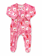 Reindeer Pink / Organic Frill Zip Footie: 0-3M