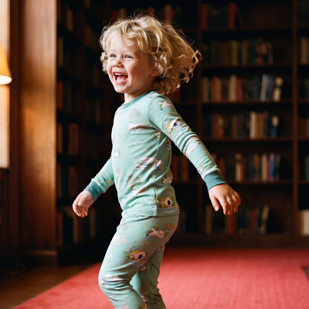 Bamboo Long Sleeve Pajama Set Puppy Lake: S(2T)