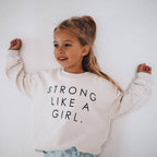 STRONG LIKE A GIRL pullover | in black |oversized drop shoulder | KIDS: OFF WHITE / 2-4Y PULLOVER