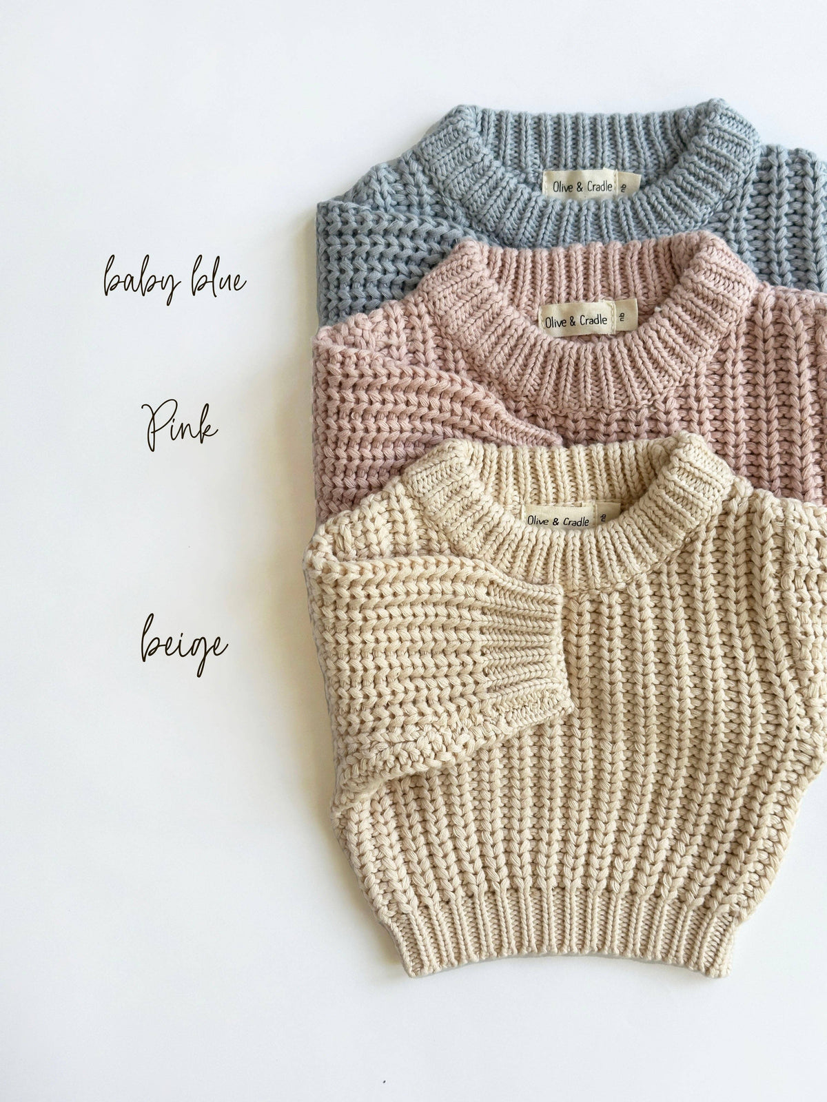 Baby Chunky Knit Braided Sweater | Pastels: Taupe / 6-12m