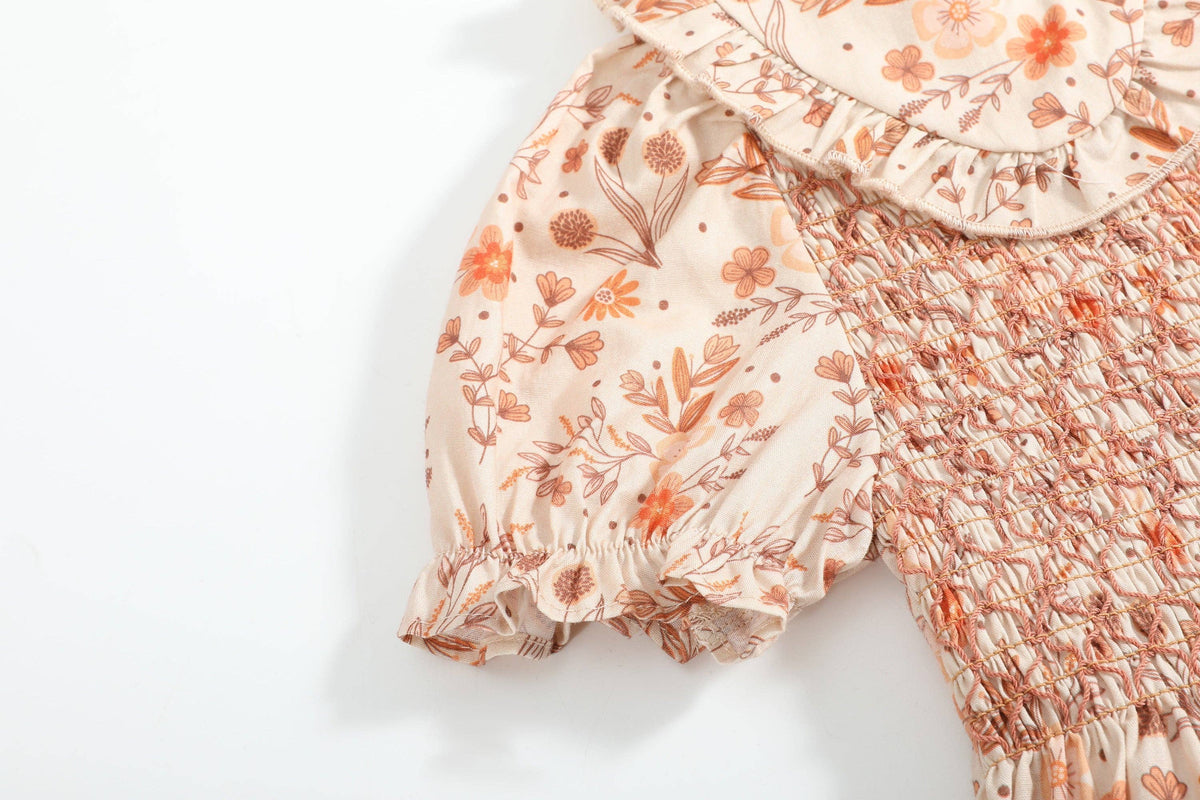 Brown Floral Collared Dress: 5Y